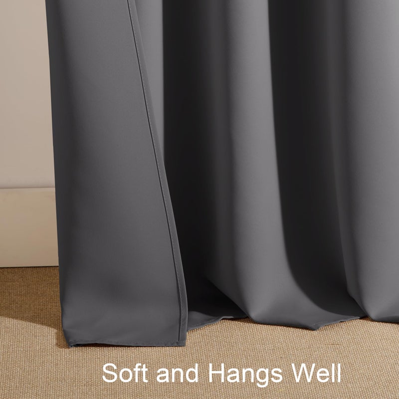 PONY DANCE Gray Blackout Curtains - Window Treatments Set Home Decoration Curtains Light Blocking Solid Soft Rod Pocket Drapes for Bedroom Living Room, 52 by 63 in, Gray, 2 Pieces - Image 5
